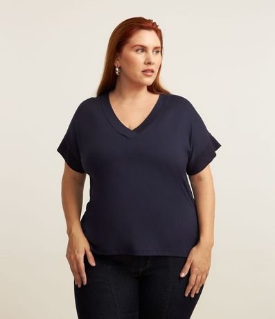 Blusa en Crepé con Escote V en Punto Curve & Plus Size