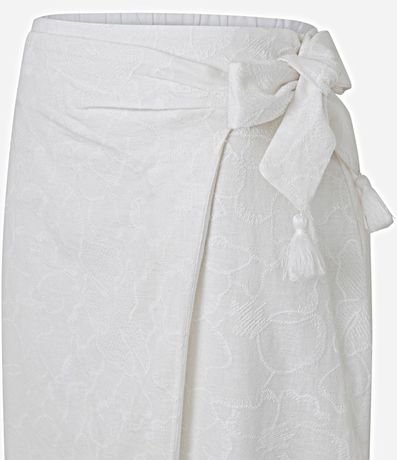 Pollera Recta Midi en Laise con Lazo y Bordados 6