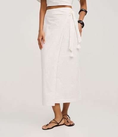 Pollera Recta Midi en Laise con Lazo y Bordados 2