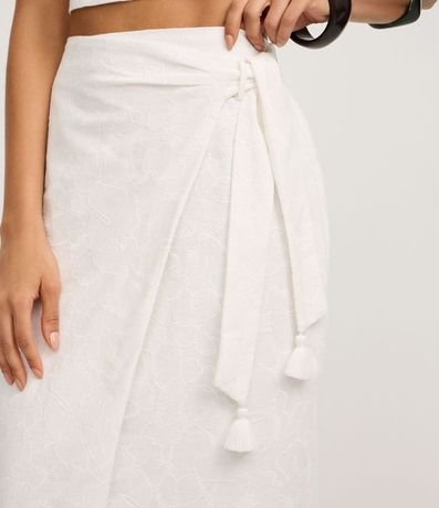 Pollera Recta Midi en Laise con Lazo y Bordados 3