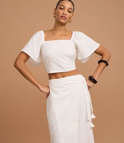 Pollera Recta Midi en Laise con Lazo y Bordados 4