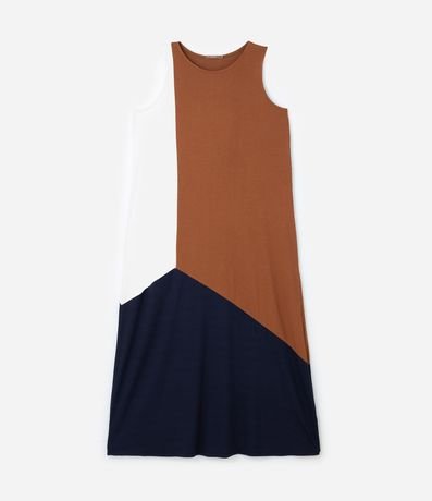 Vestido Largo en Viscosa con Bloques de Color Curve & Plus Size 5