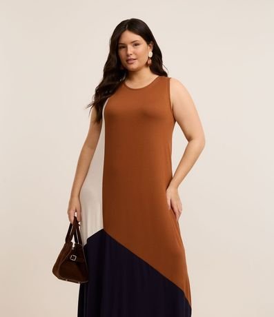 Vestido Largo en Viscosa con Bloques de Color Curve & Plus Size 3