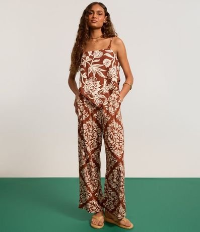 Pantalón Pantalona en Viscolino con Estampa Floral 5