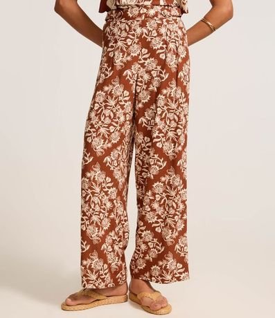 Pantalón Pantalona en Viscolino con Estampa Floral 3