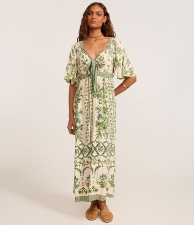 Vestido Evasê Largo en Chalis con Estampa Floral 2