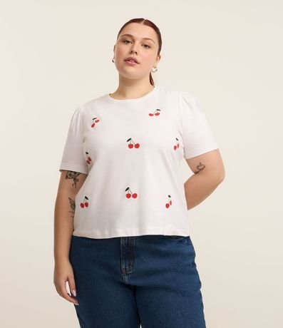 Blusa con Manga Abullonada y Cerezas Curve & Plus Size