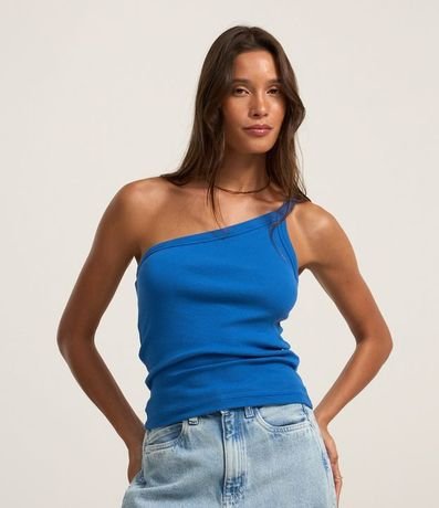 Blusa de un Hombro en Rib con Textura Leve