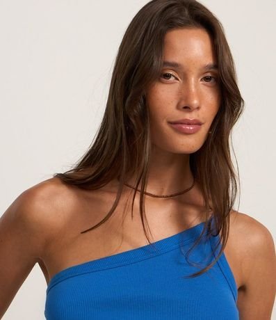 Blusa de un Hombro en Rib con Textura Leve 3