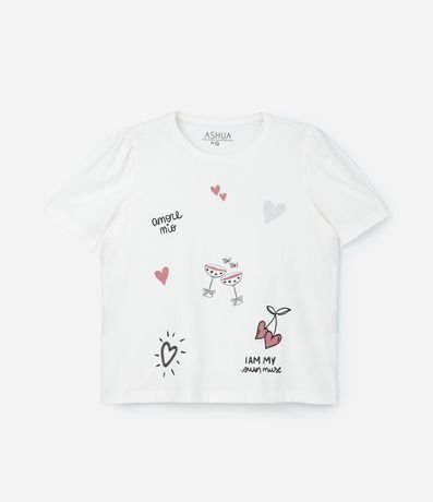 Blusa en Algodón con Manga Abullonada y Estampa Romántica Curve & Plus Size 3