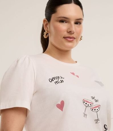 Blusa en Algodón con Manga Abullonada y Estampa Romántica Curve & Plus Size 2