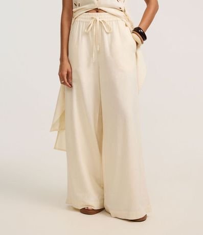 Pantalón Pantalona en Viscolino con Lazo en la Cintura 3