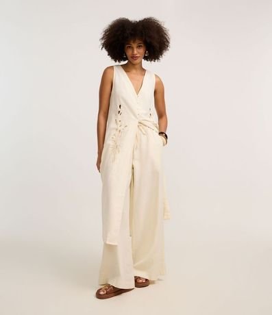 Pantalón Pantalona en Viscolino con Lazo en la Cintura 5