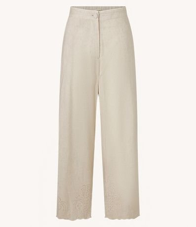 Pantalón Recto en Viscolino con Textura de Palmeras en la Bajo Nube 8