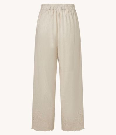 Pantalón Recto en Viscolino con Textura de Palmeras en la Bajo Nube 9