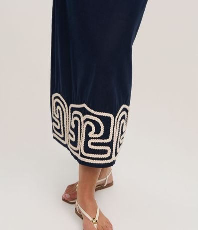 Pollera Recta Midi en Cambraia con Bordado en la Bajo 4