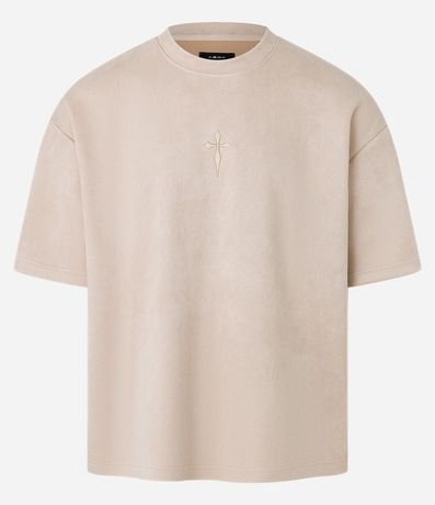 Remera Oversized en Gamuza con Bordado de Cruz Al Frente 7