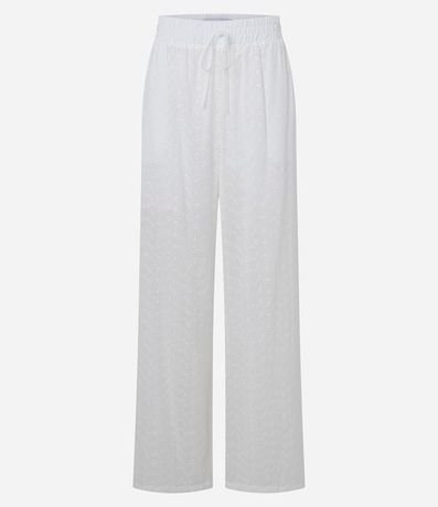 Pantalón Recto en Laise con Textura de Perforaciones y Cintura Elástica 5