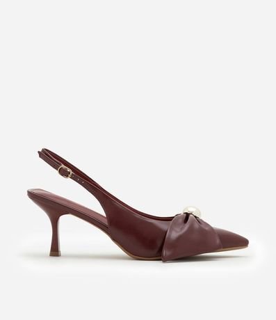 Zapato Tacones Slingback con Lazo y Detalle en Nacár