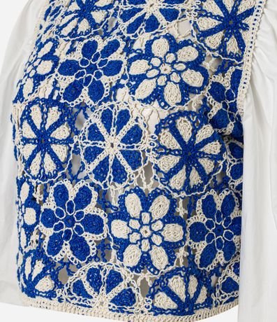 Blusa Cropped con Manga Abullonada y Estampa Efecto Ganchillo Bicolor 7