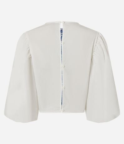 Blusa Cropped con Manga Abullonada y Estampa Efecto Ganchillo Bicolor 8