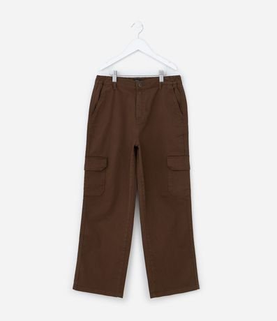 Pantalón Recto Infantil en Sarga con Bolsillo Cargo - Talle 5 a 14 años