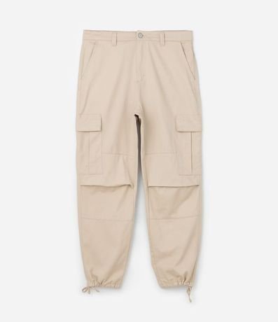 Pantalón Baggy en Sarga con Bolsillos Cargos y Ajuste en la Parte Baja 6