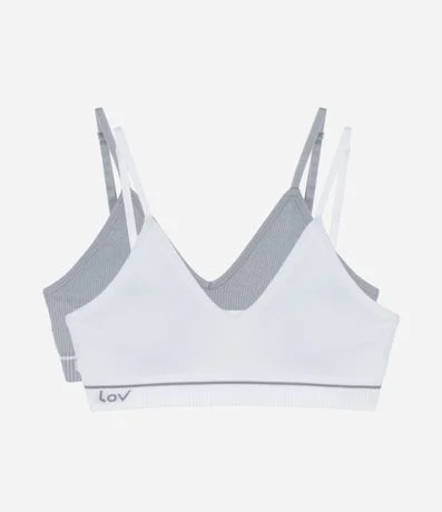 Kit 02 Sutiãs Sin Copa y Sin Aro con Biés Contrastantes 1