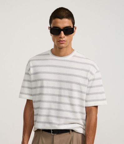 Remera Boxy en Algodón con Estampa de Rayas