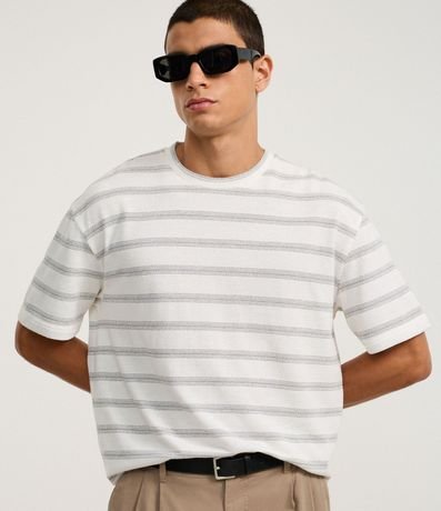 Remera Boxy en Algodón con Estampa de Rayas 3