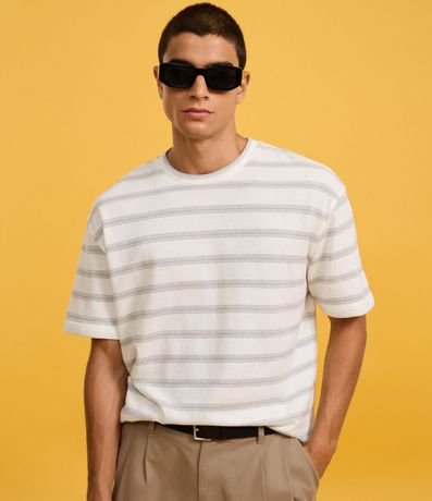 Remera Boxy en Algodón con Estampa de Rayas 5