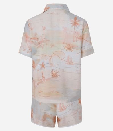 Pijama Short Doll Americano en Chalis con Estampa Tropical 5