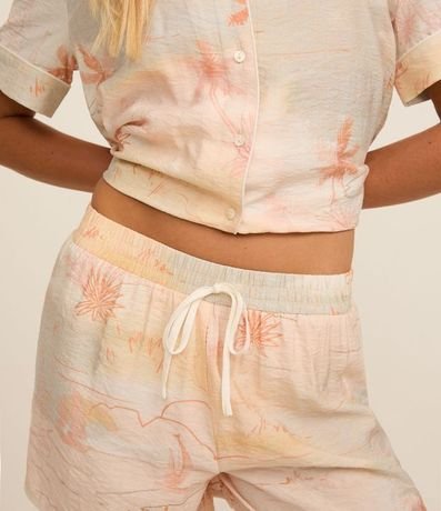 Pijama Short Doll Americano en Chalis con Estampa Tropical 3