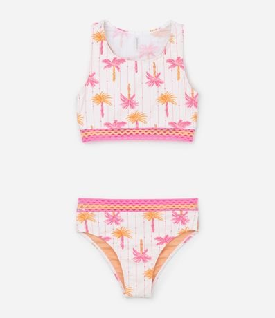 Bikini Infantil en Microfibra con Estampa Tropical - Talle 5 a 14 años