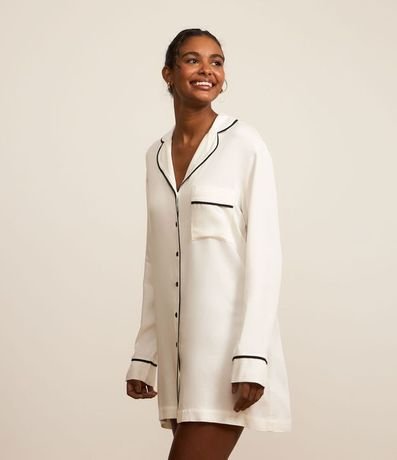 Camisón Americana con Pequeño Bolsillo y Detalles Contrastantes