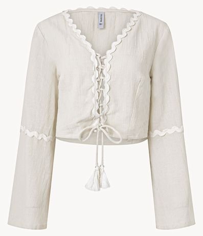 Blusa Cropped en Anarruga con Detalles en el Borde 5