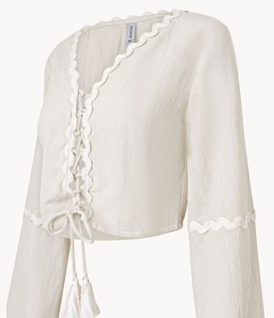 Blusa Cropped en Anarruga con Detalles en el Borde 6