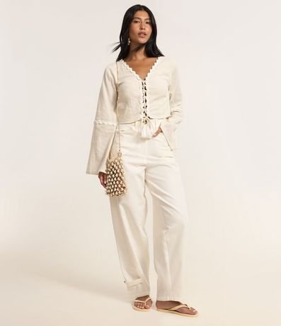 Blusa Cropped en Anarruga con Detalles en el Borde 2