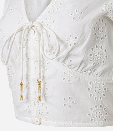Blusa con Manga Abullonada Lazo y Abotonado con Textura Floral 6