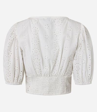 Blusa con Manga Abullonada Lazo y Abotonado con Textura Floral 7