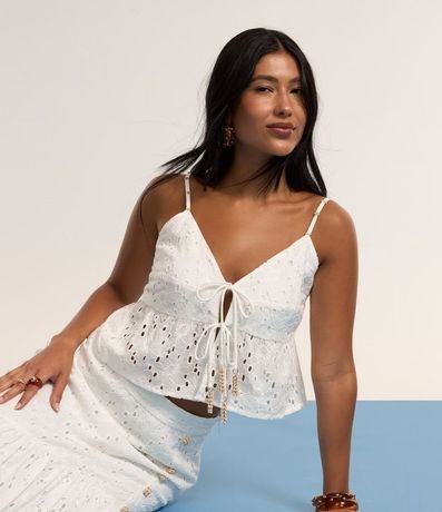 Blusa Cropped en Laise Floral con Lazo Delantero 5