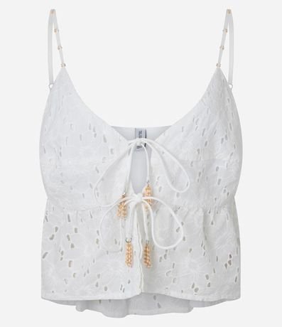 Blusa Cropped en Laise Floral con Lazo Delantero 6