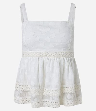 Blusa Musculosa con Escote Recto y Estampa Hojas con Detalles de Encaje 5