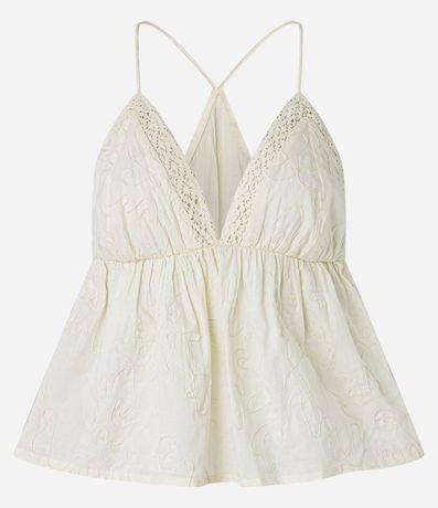 Blusa de Bretel Fino en Cambraia Abstracta con Textura Floral 5