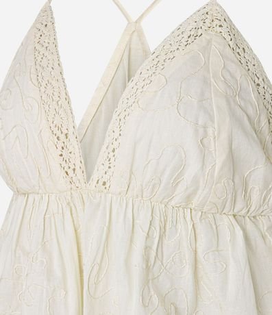 Blusa de Bretel Fino en Cambraia Abstracta con Textura Floral 6