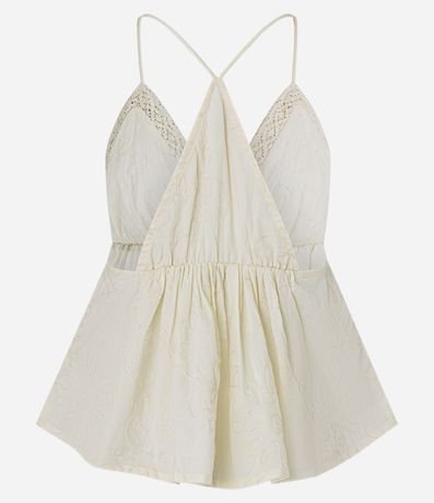 Blusa de Bretel Fino en Cambraia Abstracta con Textura Floral 7