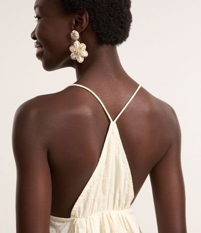 Blusa de Bretel Fino en Cambraia Abstracta con Textura Floral 3