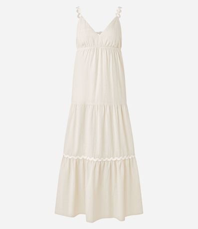 Vestido Long Midi con Lino Adornos y Volados 7