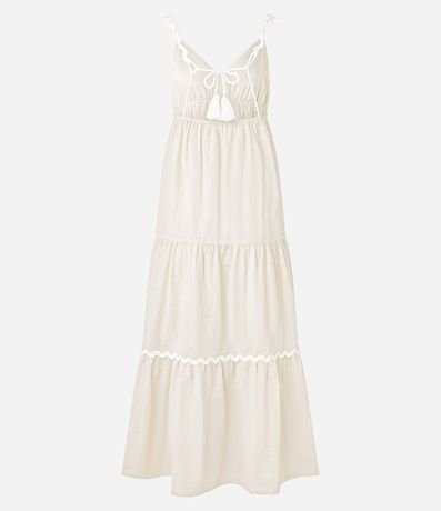 Vestido Long Midi con Lino Adornos y Volados 8