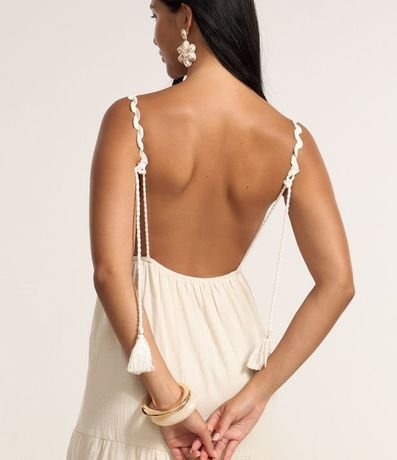 Vestido Long Midi con Lino Adornos y Volados 3